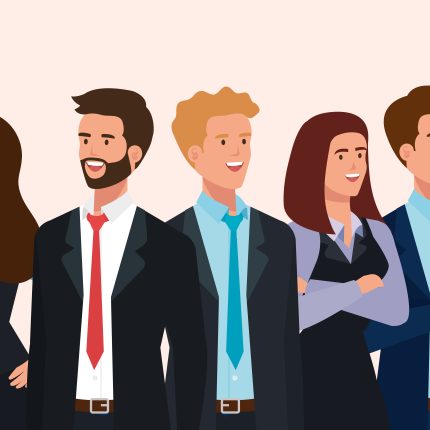 meeting of business people avatar character meeting of business people avatar character vector illustration design